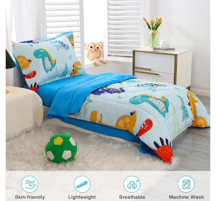 Dinosaur Toddler Bedding Set for Boys – 4-Piece