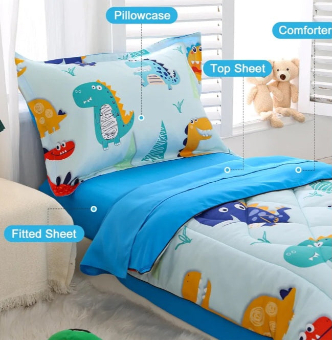 Dinosaur Toddler Bedding Set for Boys – 4-Piece