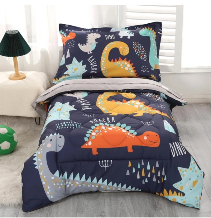 Dinosaur Comforter Set for Boys – 3-Piece (Full Size)