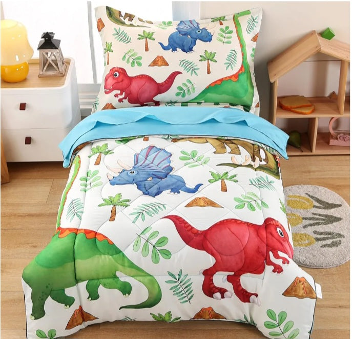 Dinosaur Toddler Bedding Set for Boys – 4-Piece (Green)