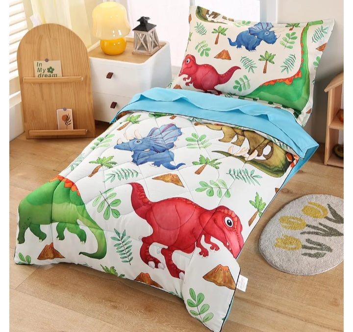 Dinosaur Toddler Bedding Set for Boys – 4-Piece (Green)