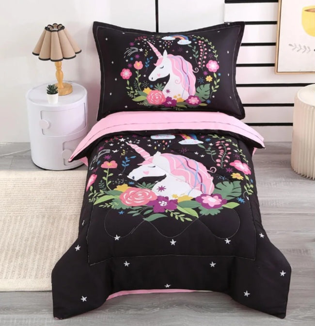 Unicorn Toddler Bedding Set for Girls – 4-Piece