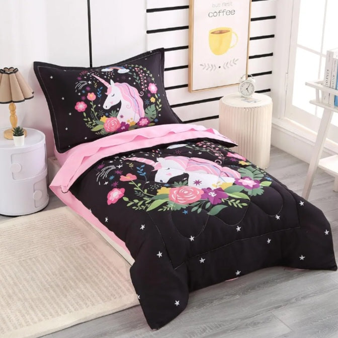 Unicorn Toddler Bedding Set for Girls – 4-Piece